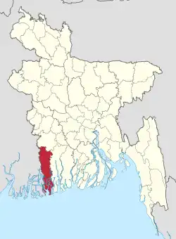 Location of Satkhira District in Bangladesh