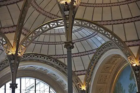 Neoclassical stylized Composite columns in a reading room in the Bibliothèque nationale de France on Rue de Richelieu, Paris, by Henri Labrouste, 1859-1868