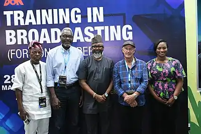 L-R: Dr Yemisi Bamgbose – Executive Secretary, Broadcasting Organisations of Nigeria (BON); Jimi Odumosu – (Facilitator) CEO Jimi Odumosu Productions; John Ugbe, CEO MultiChoice Nigeria and Chairman of BON; Bobby Heaney (Facilitator), Academy Director, MultiChoice Talent Factory, South Africa and Busola Tejumola, Executive Head, Content and Channels, West Africa, during the BON Training for Broadcast Stations in Nigeria, organised by MultiChoice Nigeria held at MultiChoice Studios ilupeju Lagos, from March 28 to April 1.