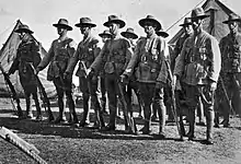 Soldiers of the CMF 56th Battalion in 1937, wearing World War I-era uniforms.