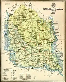 Map of Bács-Bodrog county in the Kingdom of Hungary