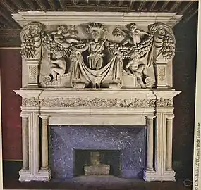 Monumental fireplace.