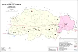 Map showing Pidhi (#151) in Bahadurpur CD block