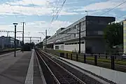 The station looking west, with Glattalbahn platforms visible to right