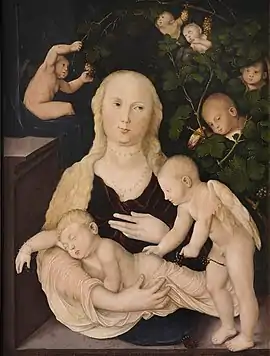 Madonna in the Vine Arbour by Hans Baldung, c. 1541 (Musée de l'Œuvre Notre-Dame, Strasbourg)