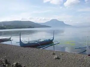 Traditional Philippine fishing outrigger canoes (bangka)