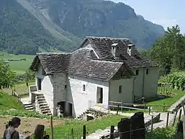 A Ticino style farm house at the Ballenberg Museum, which is partly in Hofstetten bei Brienz