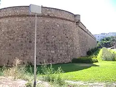 South curtain wall at the junction with orillon and guard house