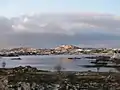 Balvicar Bay in winter, seen from mainland Scotland, looking towards the heights of Bàrr Mòr