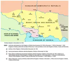 Situation around Banat in 1918