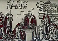 A 20th-century mural commemorating the baptism of Mieszko I