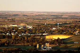 An aerial view from nearby Blue Mound State Park.