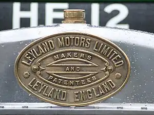 Leyland Motors builder's plate.