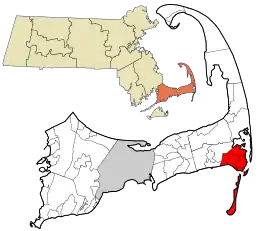 Location of the Town of Chatham in the state of Massachusetts.