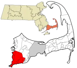 Location in Barnstable County and the state of Massachusetts.