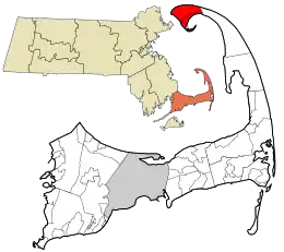 Location in Barnstable County and Massachusetts