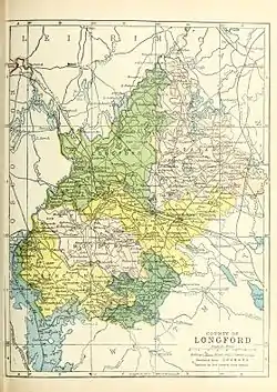 Baronies of County Longford. Rathcline is shaded yellow.