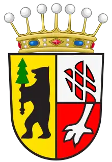 The coat of arms of the Barons of Berenberg-Gossler, combining the Berenberg and Gossler arms