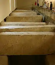 Picture of discovery place of Solar boat pit covered by stones inside the Solar bark museum