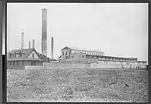 A black-and-white image of a factory on Barren Island, pictured circa 1911–1916