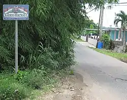 Sign for Perchas 1 barrio on PR-435 leaving PR-119