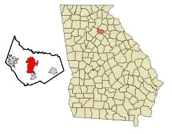 Location in Barrow County and the state of Georgia