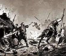 Bashi-bazouks' atrocities in Ottoman Bulgaria.