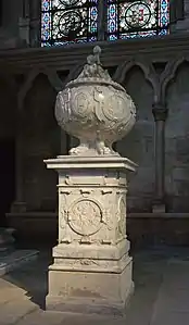 Renaissance cartouches on the Monument for the heart of Francis I, Basilica of Saint-Denis, Saint-Denis, France, by Pierre Bontemps, 1556