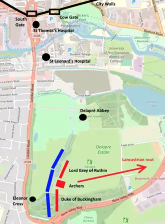 Map of the battle of northampton