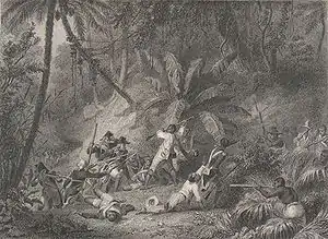 Depiction of the Battle of Ravine-à-Couleuvres