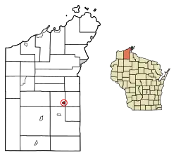 Location of Mason in Bayfield County, Wisconsin.