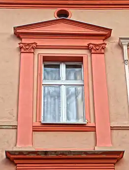 Detail of an adorned framework window