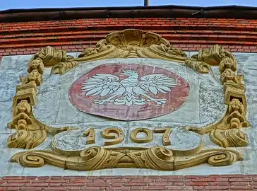 1907 cartouche with Polish coat of arms