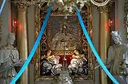 Main altar in the church in Będków