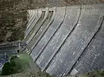 View of the dam wall at the Ben Crom Reservoir