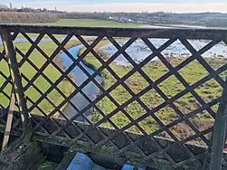 The latticework parapet where the viaduct crosses the River Erewash