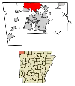 Location of Bella Vista in Benton County, Arkansas