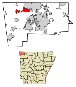 Location of Gravette in Benton County, Arkansas.