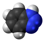 Space-filling model of the benzotriazole molecule