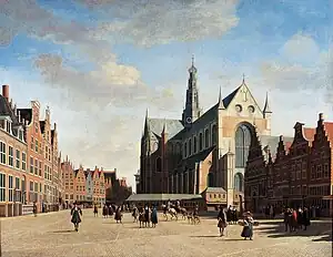 The Grote Markt and Grote Kerk, Haarlem, in 1696, by Gerrit Adriaenszoon Berckheyde