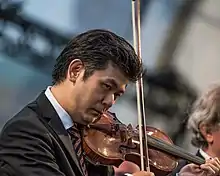 Kashimoto in 2019, performing with the BPO at the Brandenburg Gate, Berlin