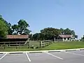 View  from parking lot to one of the historical houses