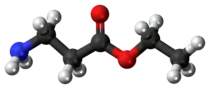 Ball-and-stick model of the β-alanine ethyl ester molecule