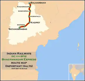 Bhagyanagar Express route map