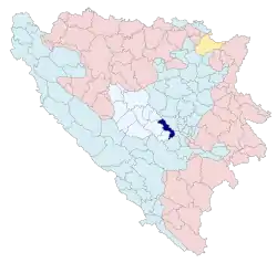 Location of Kiseljak within Bosnia and Herzegovina