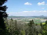 View of Biber Valley in the Hegau from the Buchemer Säntis; Hohentwiel can be seen on the right