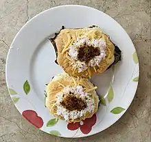 Bibingka, a Filipino rice cake with various toppings