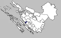 Location of Bibinje Municipality within the Zadar County