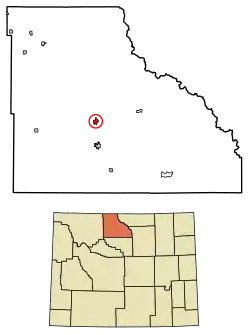 Location of Greybull in Big Horn County, Wyoming.