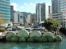 Photo of large sculpture in water